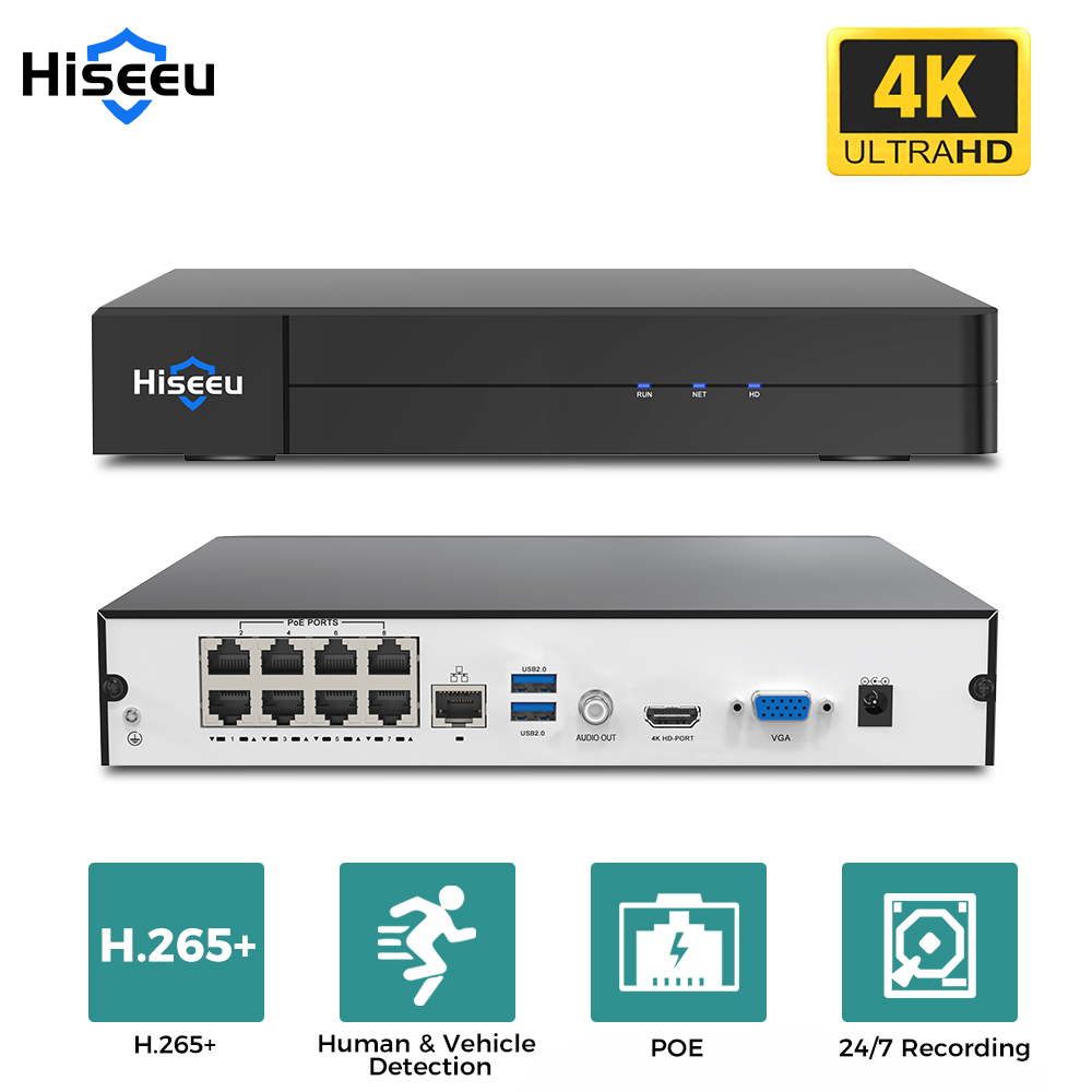 Webcam 4K - Hiseeu 8CH 4K PoE NVR Network