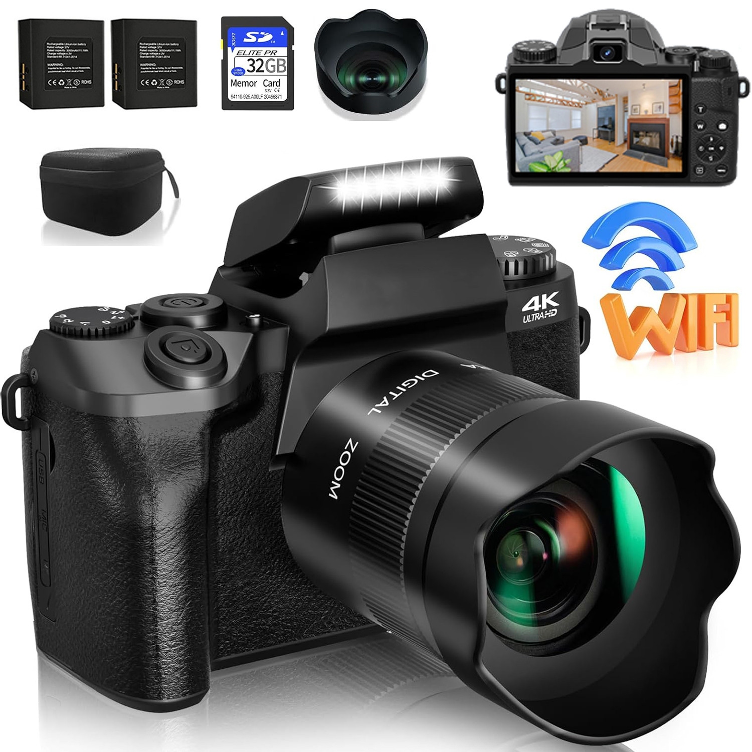 Webcam 4K - 64MP Digital Camera SLR DSLR For