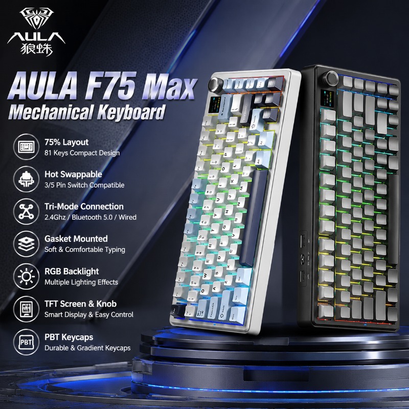 AULA F75 Max Mechanical Keyboa - đánh giá và giá Pc Gaming Rgb