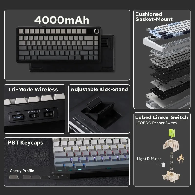 AULA F75 Max Mechanical Keyboa - đánh giá và giá Pc Gaming Rgb