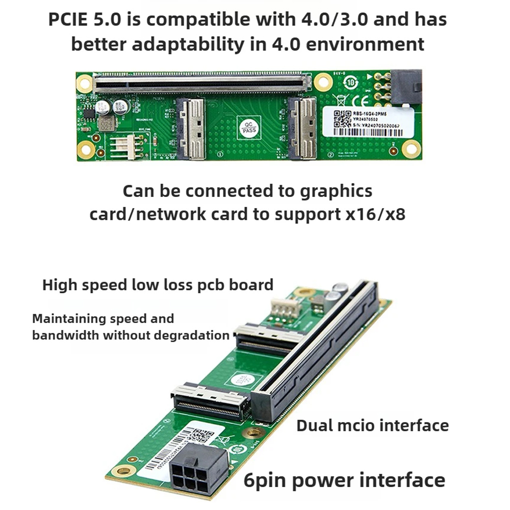 ADT-Link PCIe 5.0 X16 To MCIO  - đánh giá và giá Gpu Vertical Mount