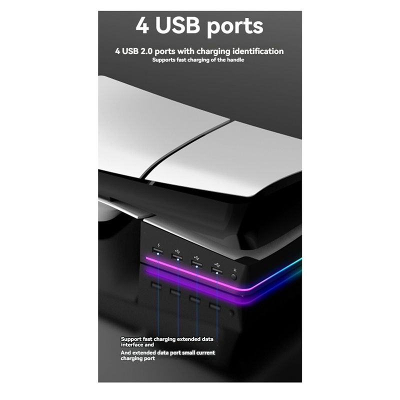 For PS5 Slim/Pro Stand With Li - đánh giá và giá Usb Hub Gaming