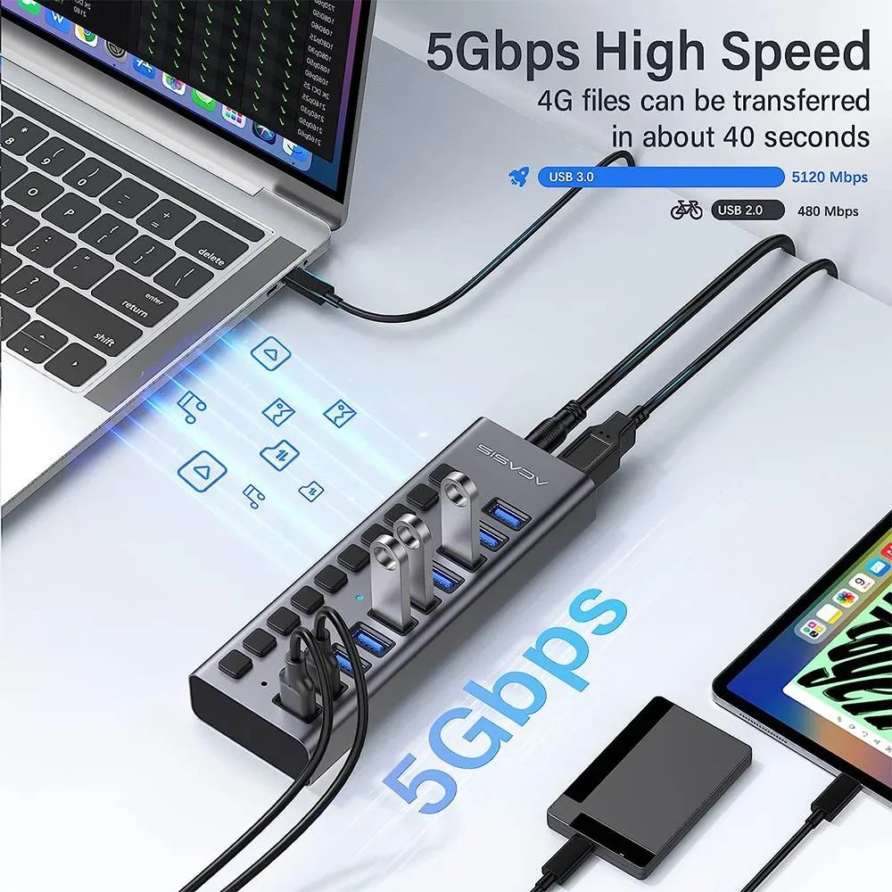 Acasis USB Splitter Powered US - đánh giá và giá Usb Hub Gaming